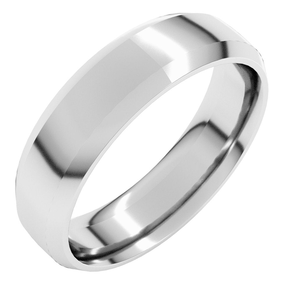 14K White Gold 6 mm Beveled-Edge Comfort-Fit Half Round Band Size 7