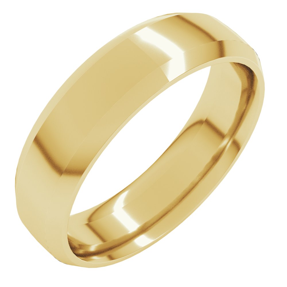 10K Yellow Gold 6 mm Beveled-Edge Comfort-Fit Half Round Band Size 8