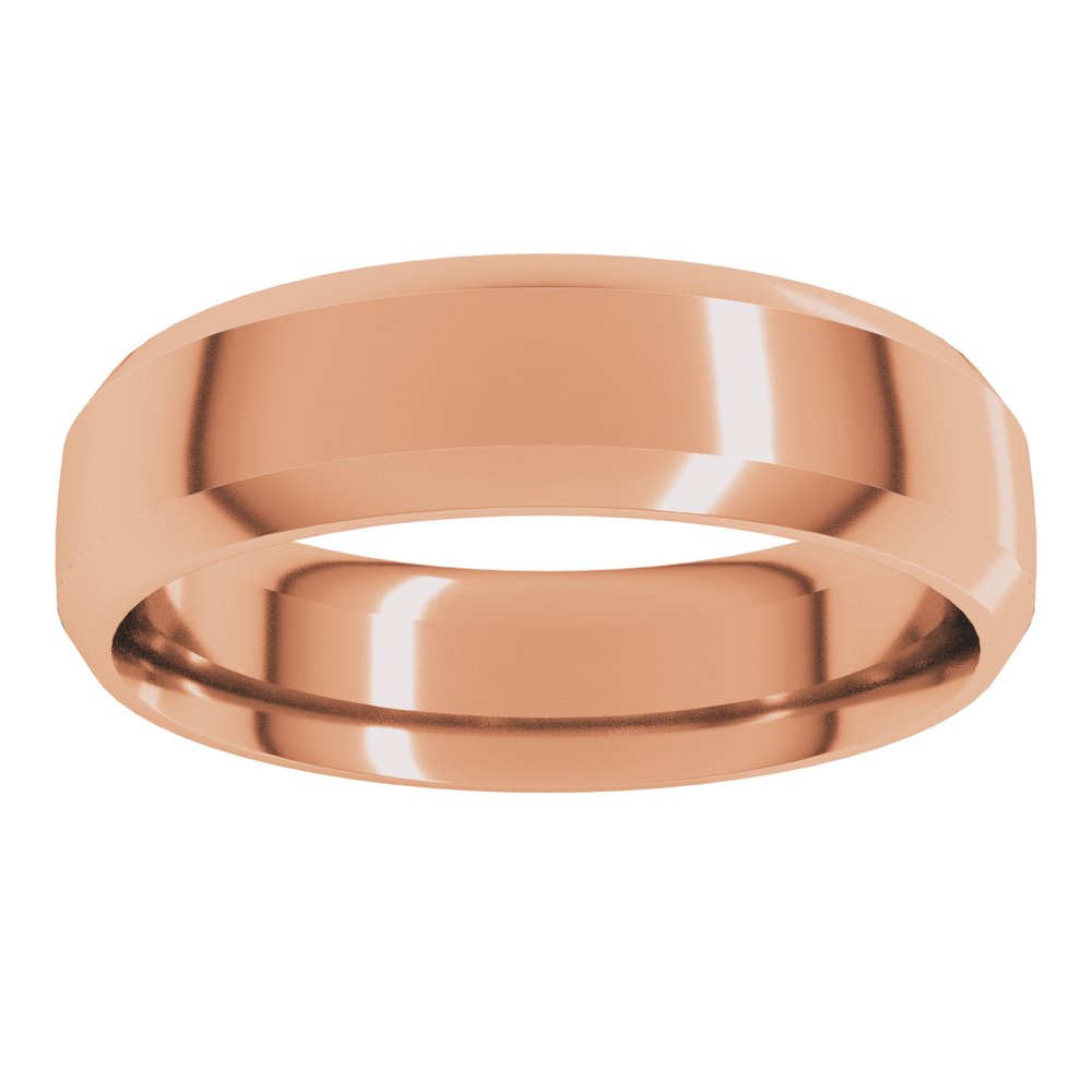 14K Rose Gold 6 mm Beveled-Edge Comfort-Fit Half Round Band Size 7.5