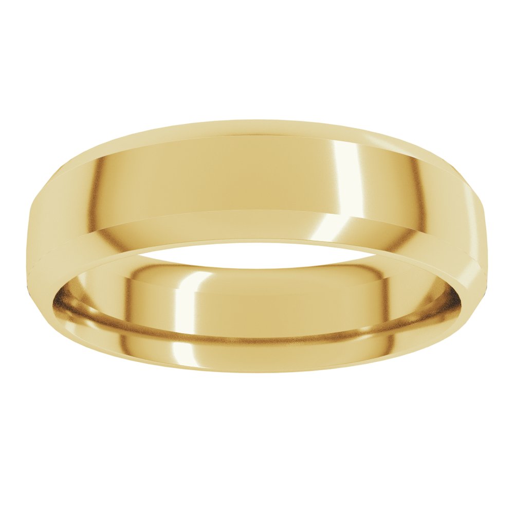 10K Yellow Gold 6 mm Beveled-Edge Comfort-Fit Half Round Band