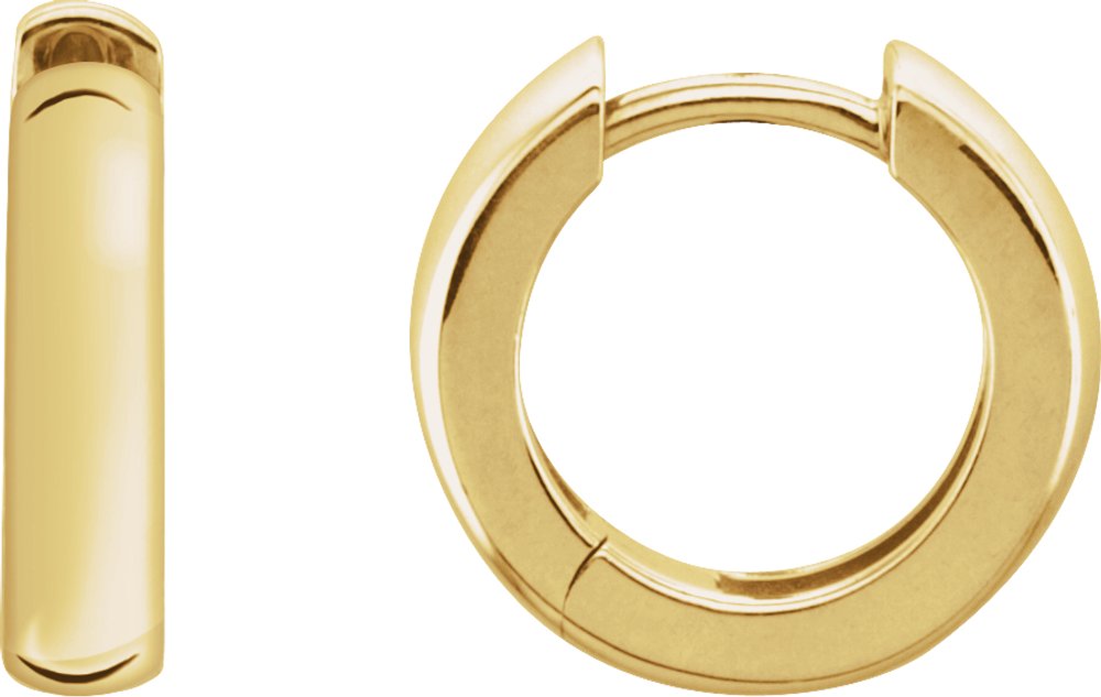14K Yellow Gold 14 mm Hinged Hoop Earrings