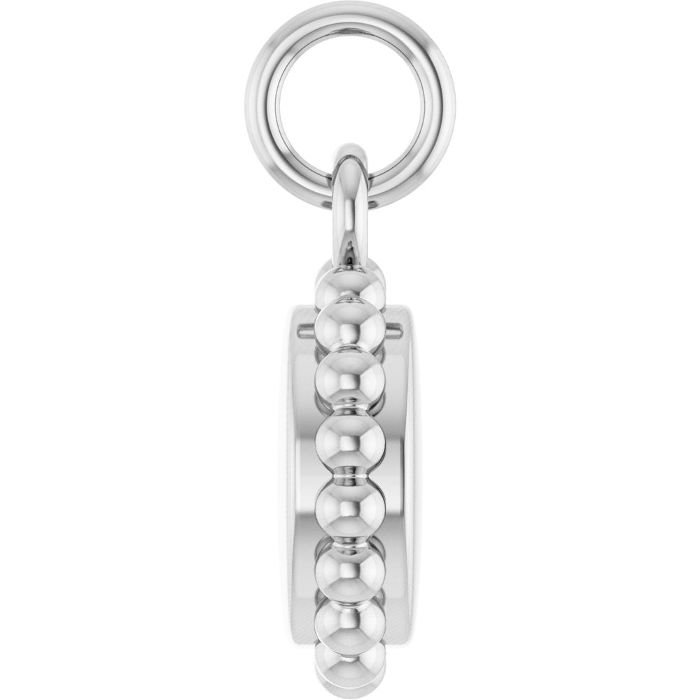 14K White Gold Engravable Beaded Charm/Pendant