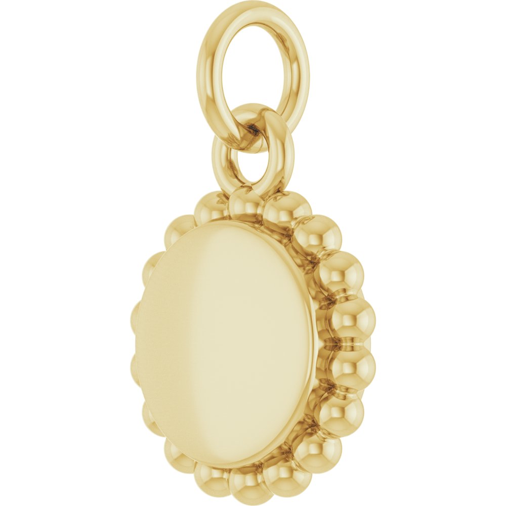 14K Yellow Gold Engravable Beaded Charm/Pendant