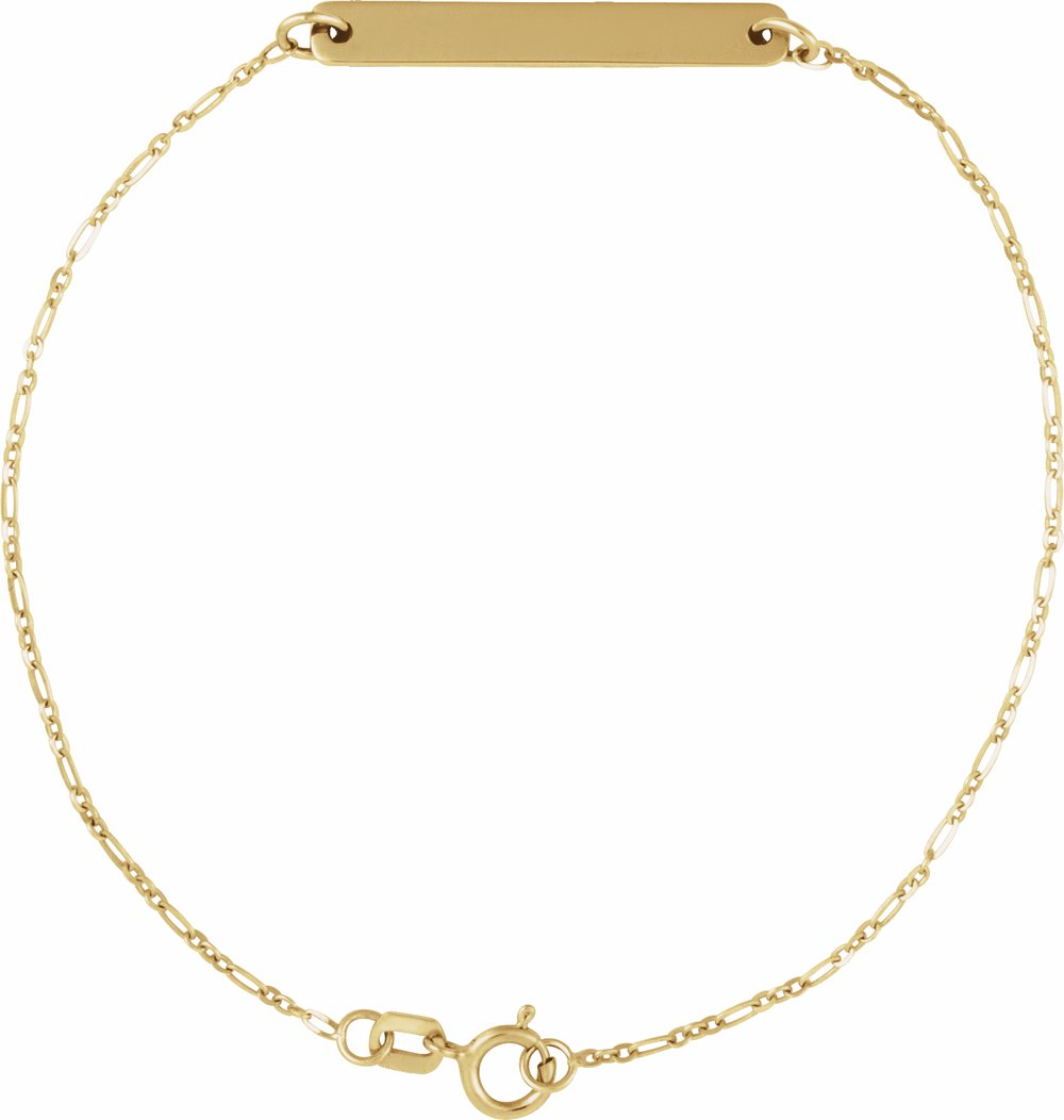 14K Yellow Gold Engravable Bar 7" Bracelet