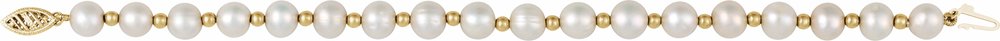 14K Yellow Gold Cultured White Freshwater Pearl 7 1/4" Bracelet