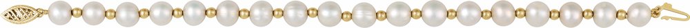 14K Yellow Gold Cultured White Freshwater Pearl 7 1/4" Bracelet