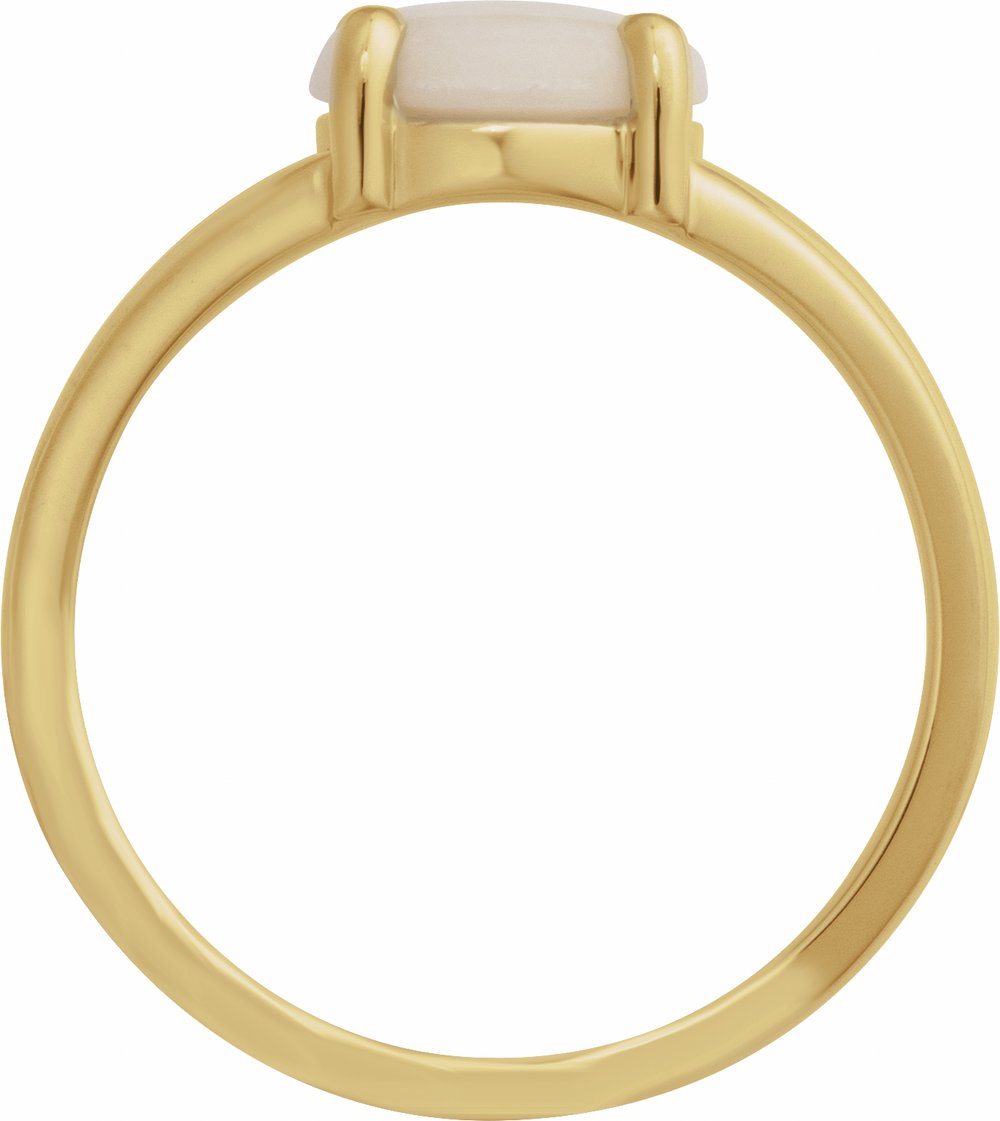 14K Yellow Natural White Opal Cabochon Ring