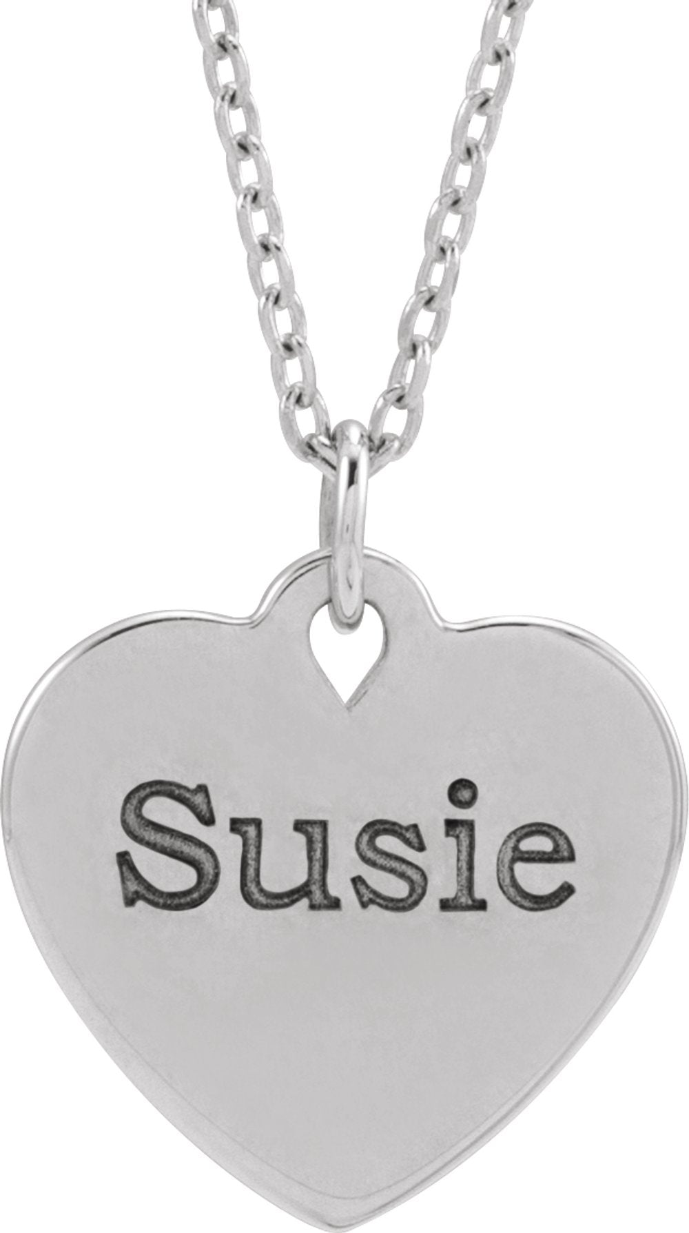 14K White Engravable Floral Heart 16-18" Necklace