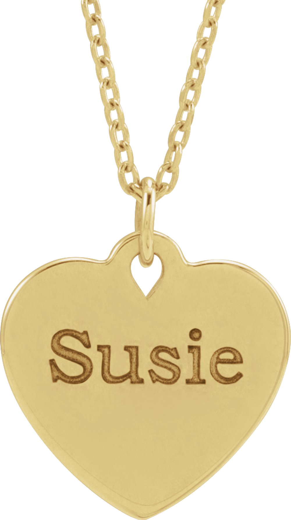 14K Yellow Gold Engravable Floral Heart 16-18" Necklace
