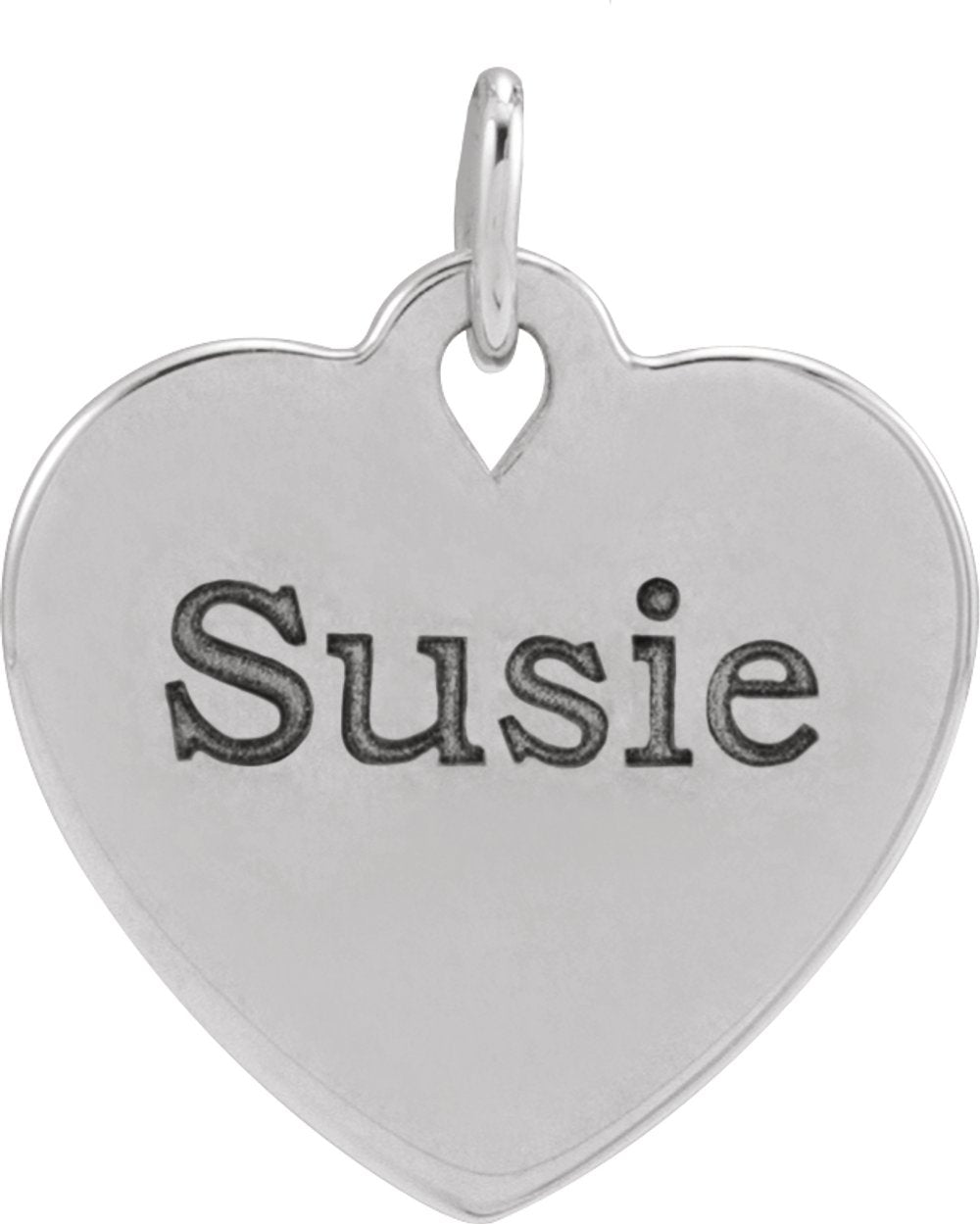 14K White Gold Engravable Floral Heart Pendant