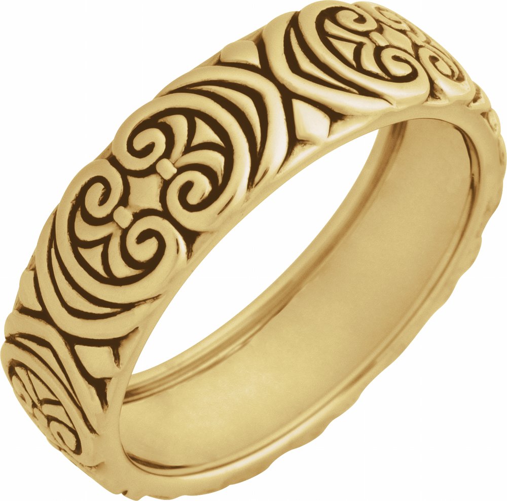 14K Yellow Gold 6.9 mm Sculptural Band Size 10