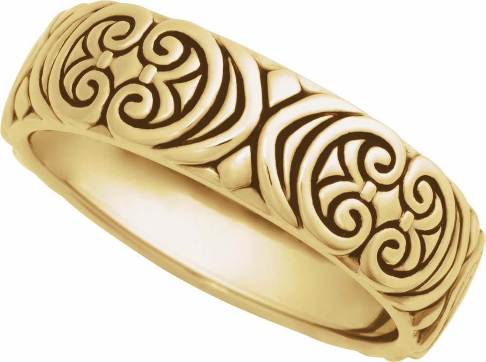 14K Yellow Gold 6.9 mm Sculptural Band Size 10