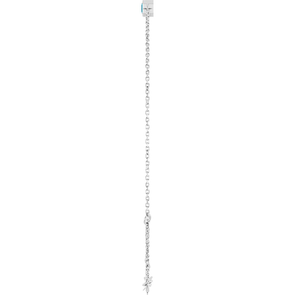 14K White Gold Natural Aquamarine 6 1/2-7 1/2" Bracelet