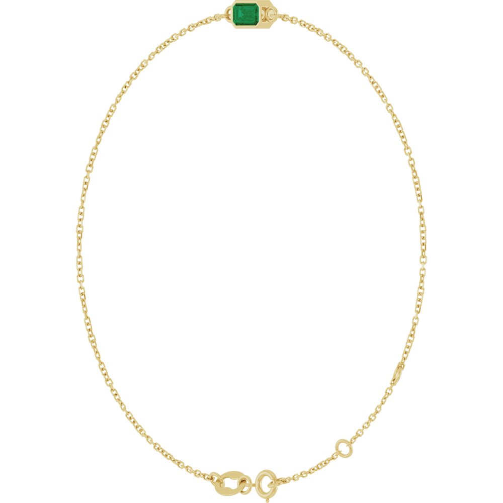 14K Yellow Gold Lab-Grown Emerald 6 1/2-7 1/2" Bracelet
