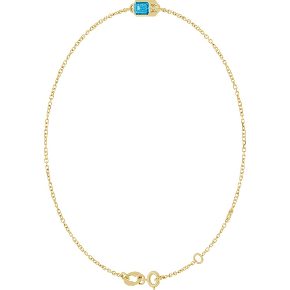 14K Yellow Gold Natural Aquamarine 6 1/2-7 1/2" Bracelet