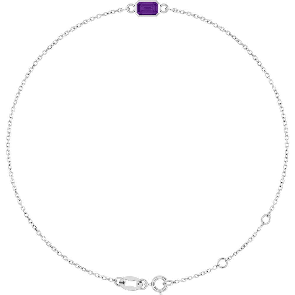 14K White Gold Natural Amethyst 6 1/2-7 1/2" Bracelet