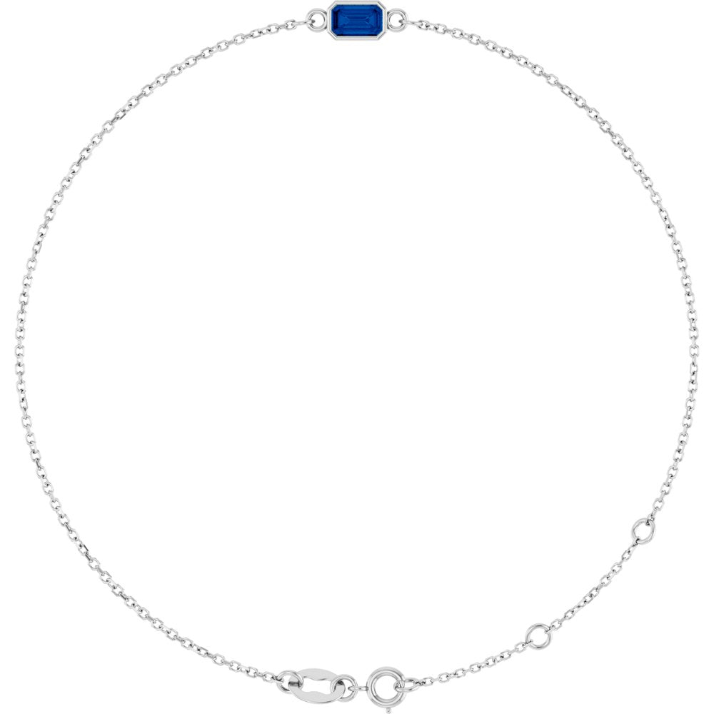 14K White Gold Lab-Grown Blue Sapphire 6 1/2-7 1/2" Bracelet