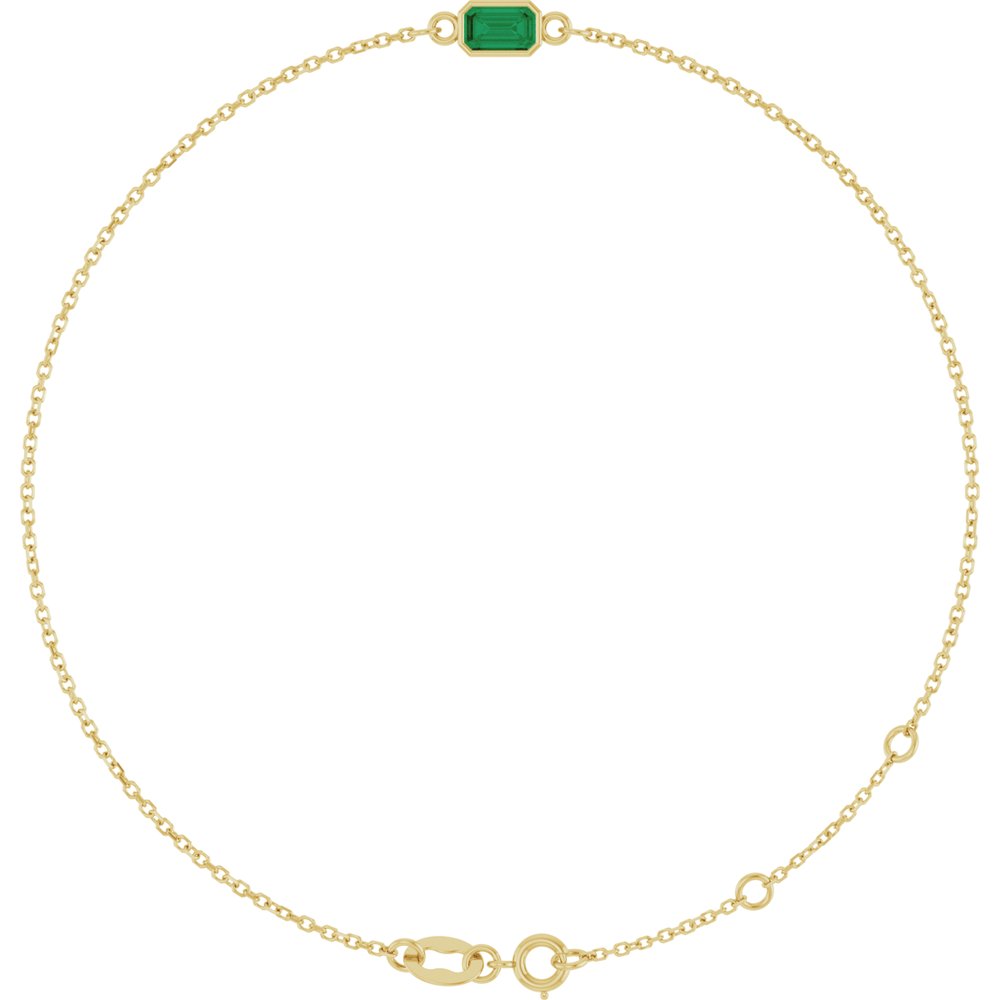 14K Yellow Gold Lab-Grown Emerald 6 1/2-7 1/2" Bracelet