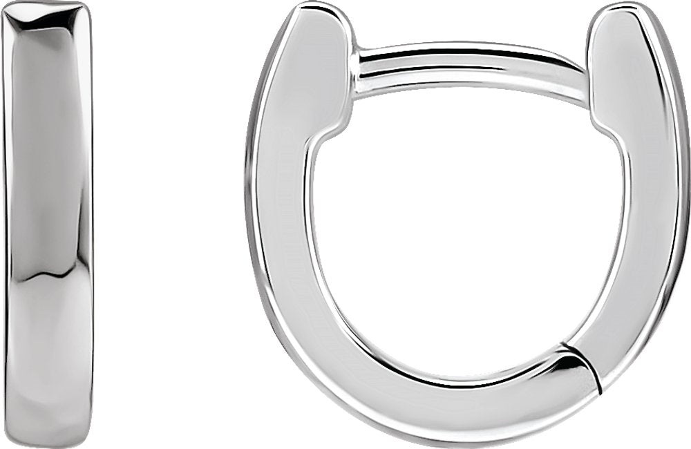 14K White Gold 10 mm Hinged Hoop Earrings