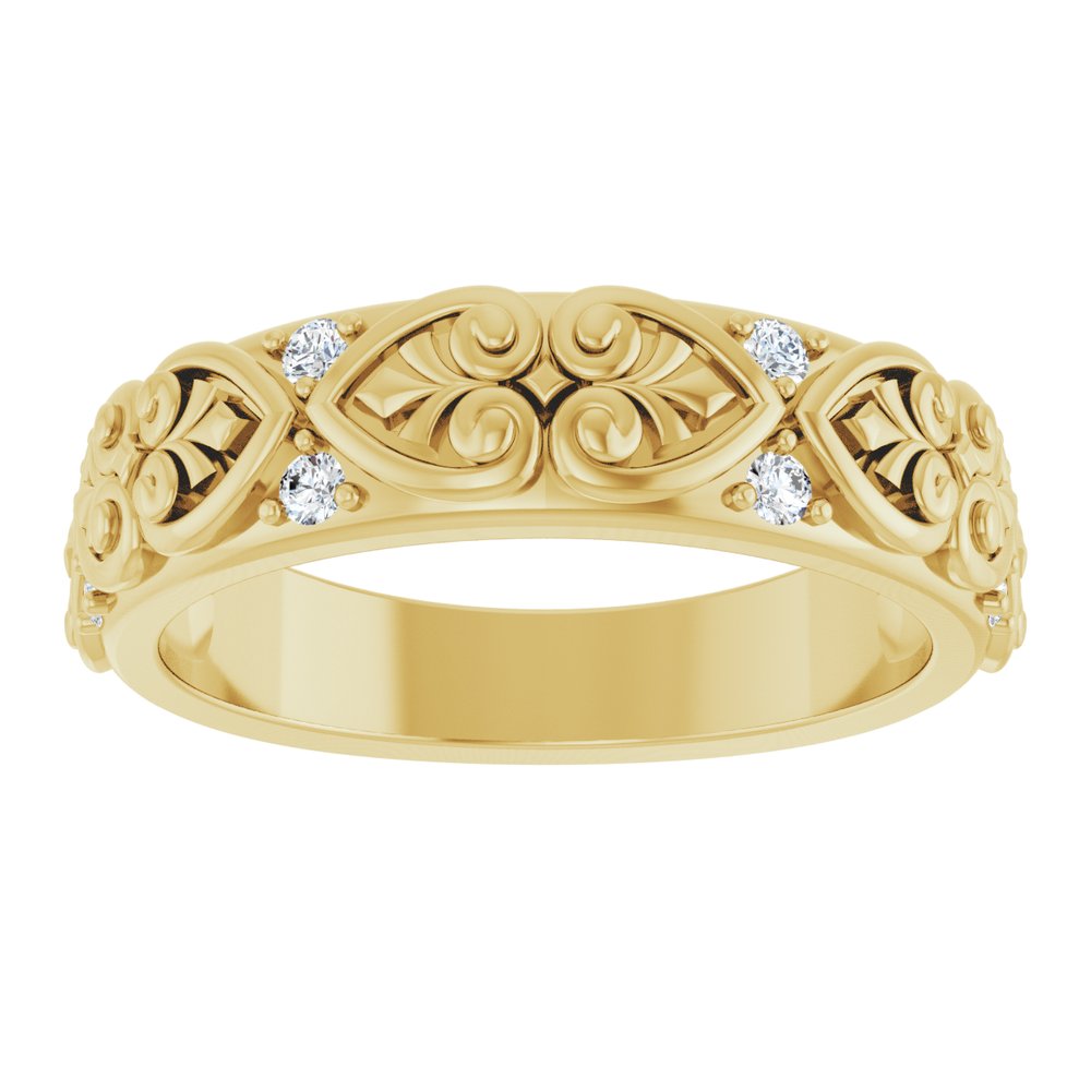 14K Yellow Gold 1/6 CTW Natural Diamond Accented Sculptural Band