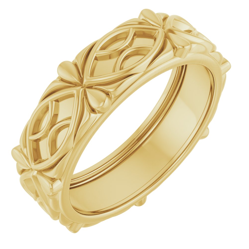 14K Yellow Gold 6.5 mm Sculptural Band Size 7