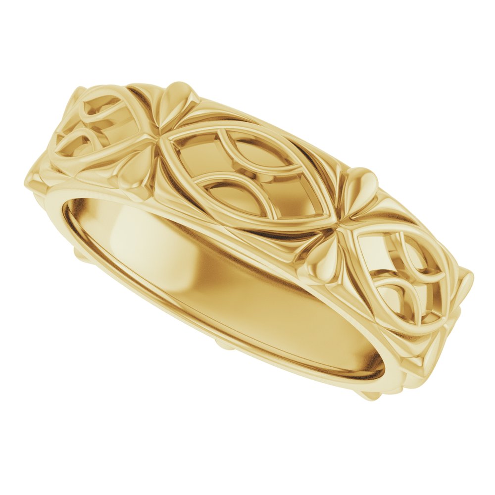 14K Yellow Gold 6.5 mm Sculptural Band Size 7