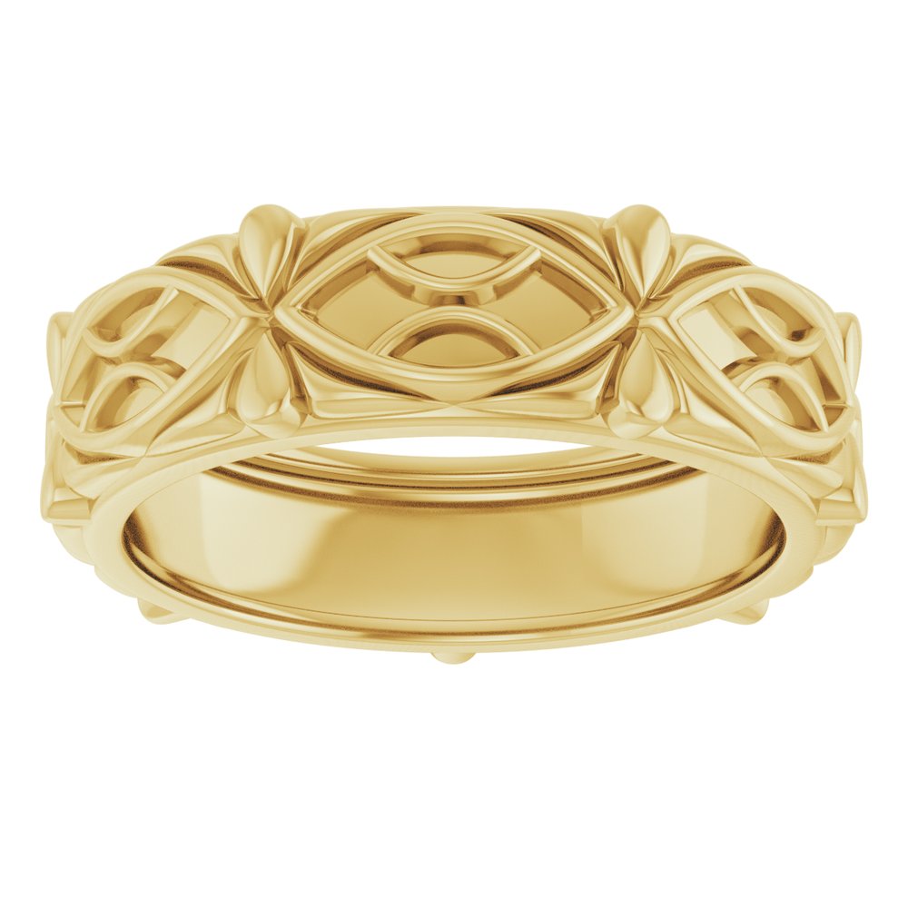 14K Yellow Gold 6.5 mm Sculptural Band Size 7