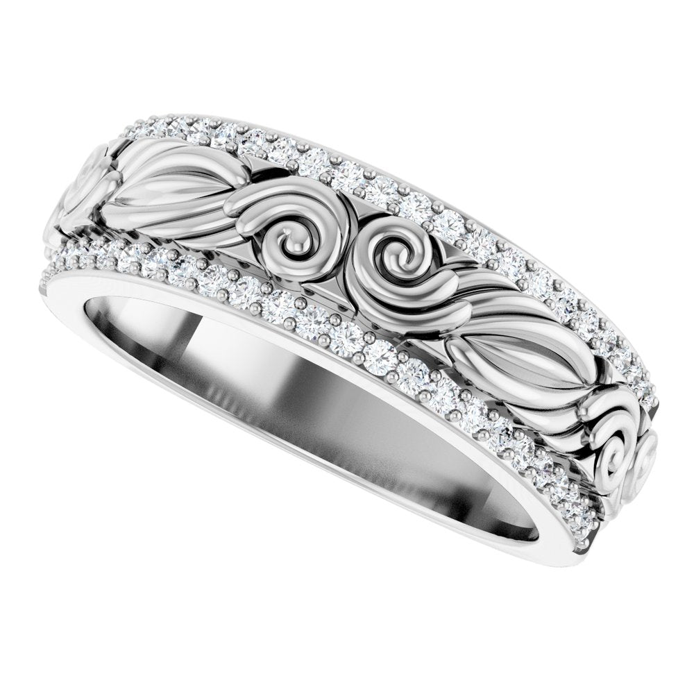 14K White Gold 3/8 CTW Natural Diamond Band
