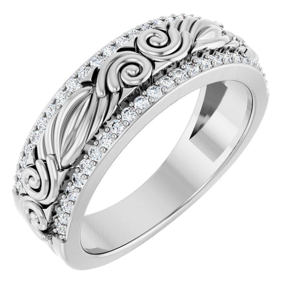 14K White Gold 3/8 CTW Natural Diamond Band