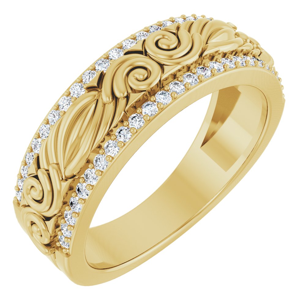 14K Yellow Gold 3/8 CTW Natural Diamond Band
