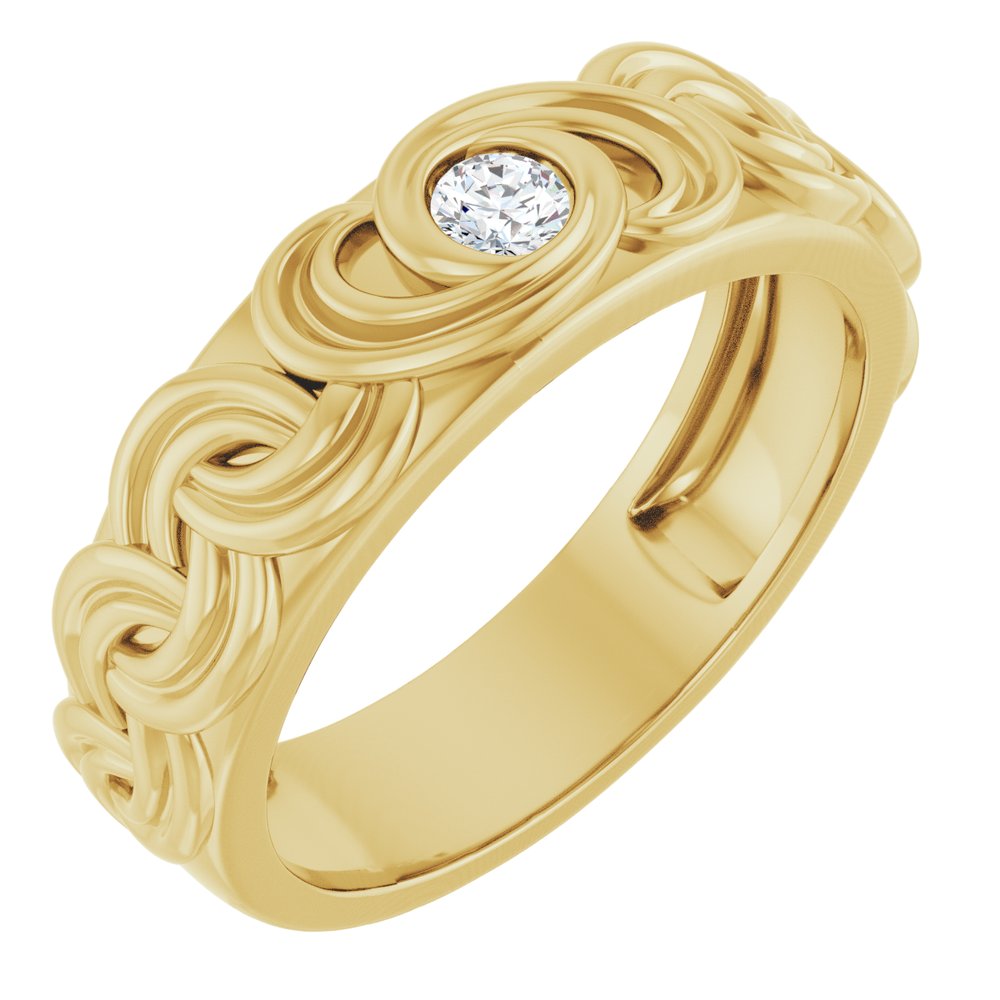 14K Yellow Gold 1/8 CT Natural Diamond Band