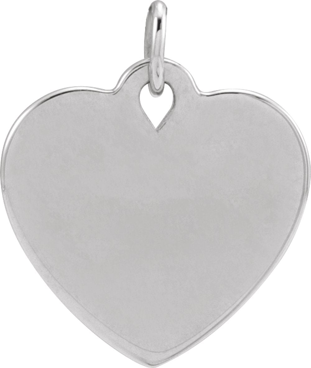 14K White Gold Engravable Floral Heart Pendant