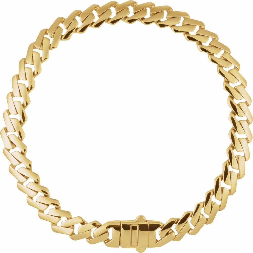 14K Yellow Gold 7.4 mm Monaco Edge Curb 8 1/4" Chain