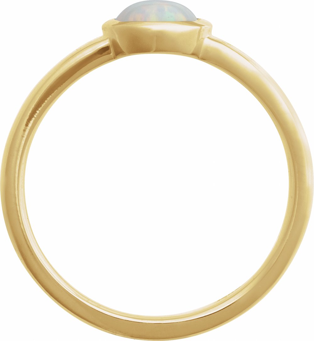 14K Yellow Gold Lab-Grown White Opal Cabochon Ring