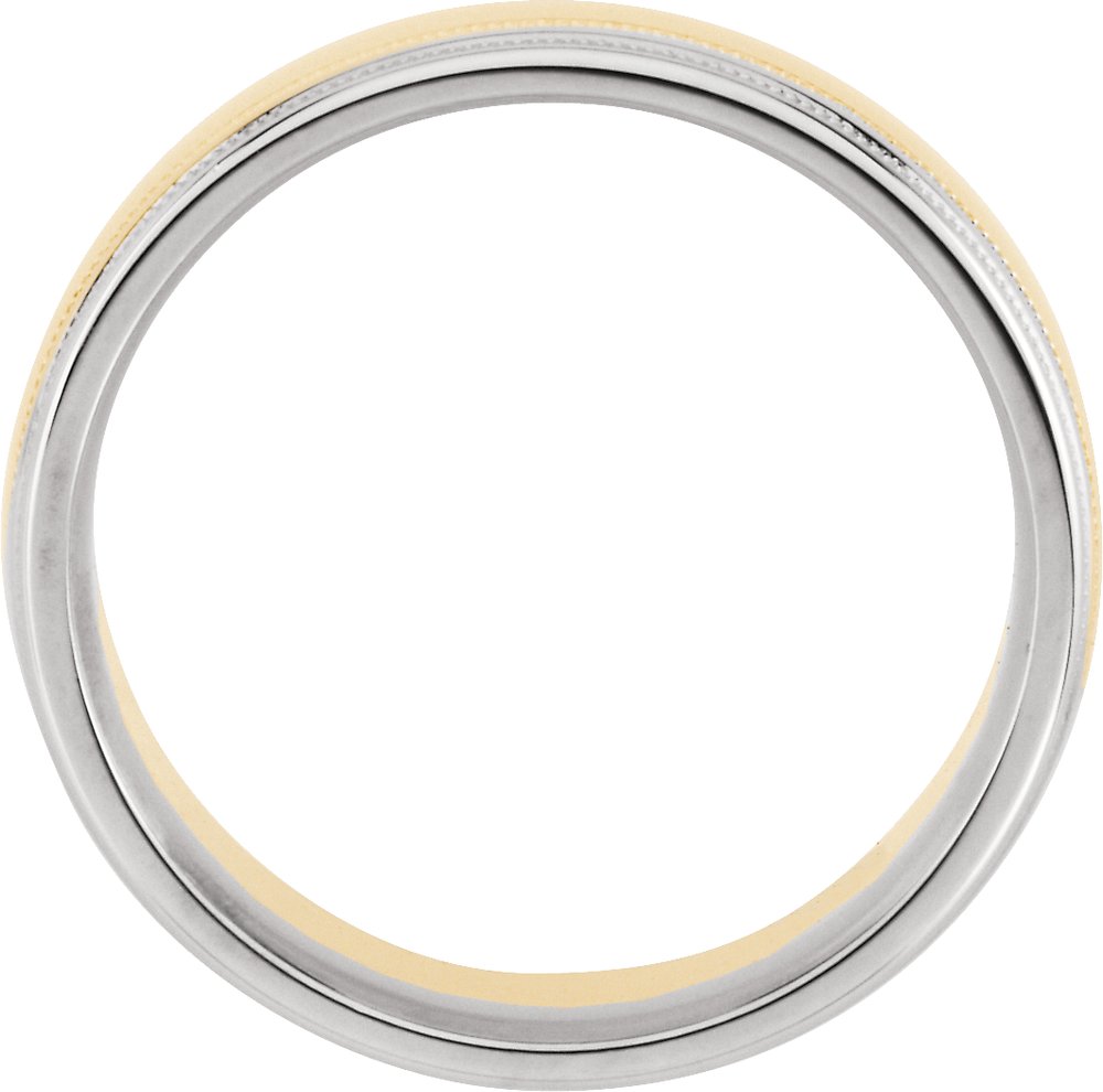 14K White & Yellow 8 mm Double Edge Band Size 10.5