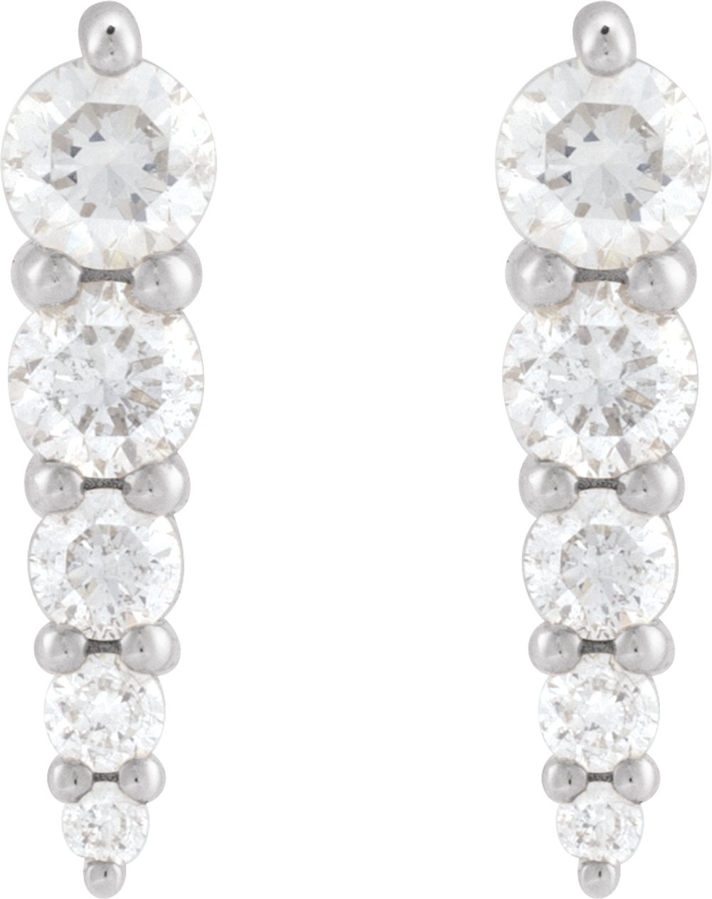 14K White Gold 1/3 CTW Natural Diamond Graduated Bar Earrings