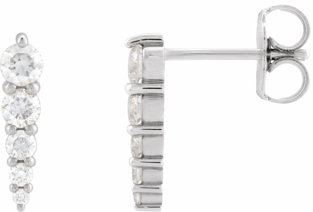 14K White Gold 1/3 CTW Natural Diamond Graduated Bar Earrings
