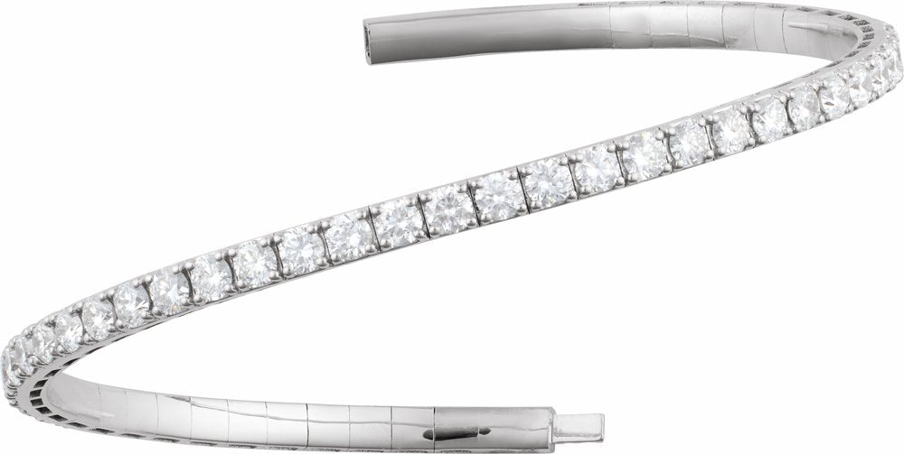 14K White Gold 3 CTW Lab-Grown Diamond Flexible Bangle 7" Bracelet