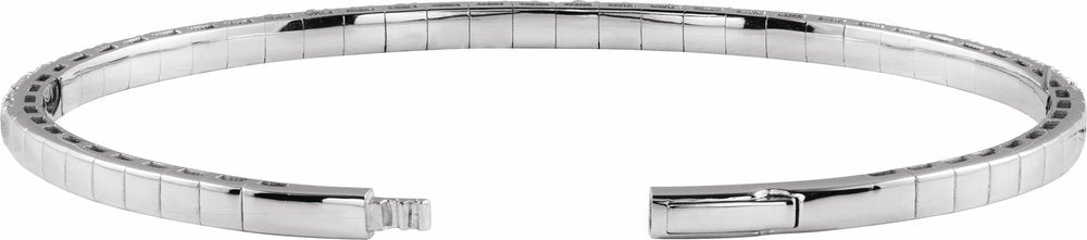 14K White Gold 3 CTW Lab-Grown Diamond Flexible Bangle 7" Bracelet