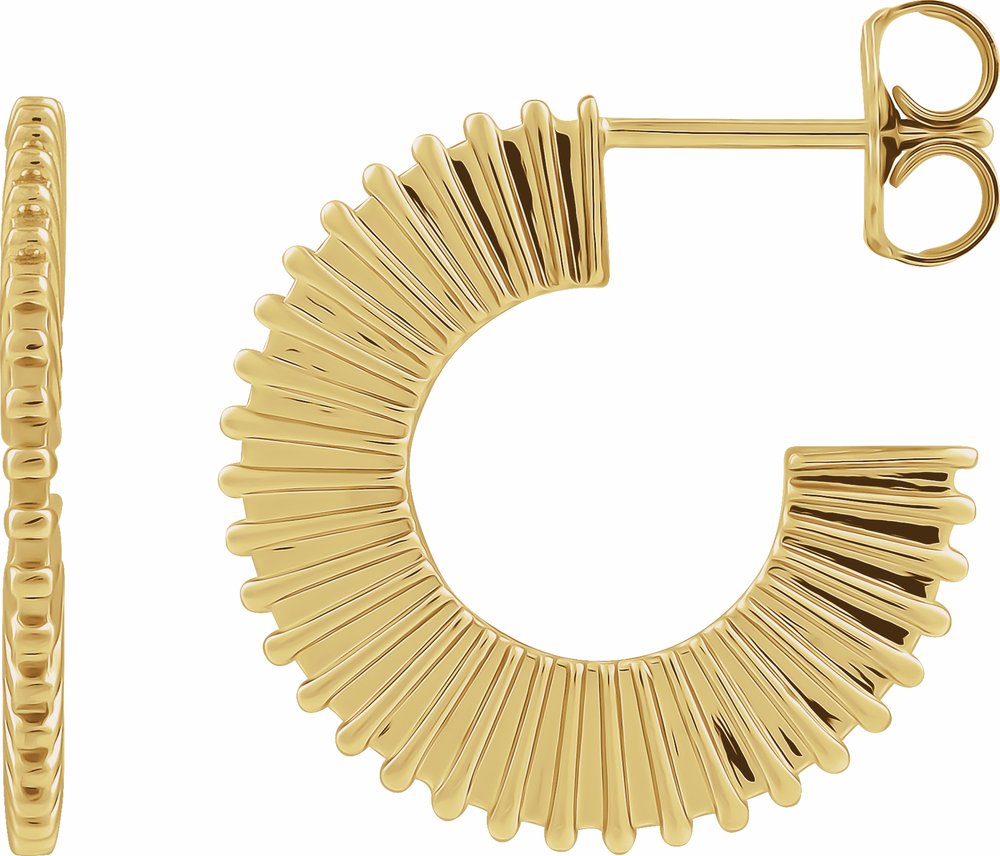 14K Yellow Gold Starburst 19 mm Hoop Earrings