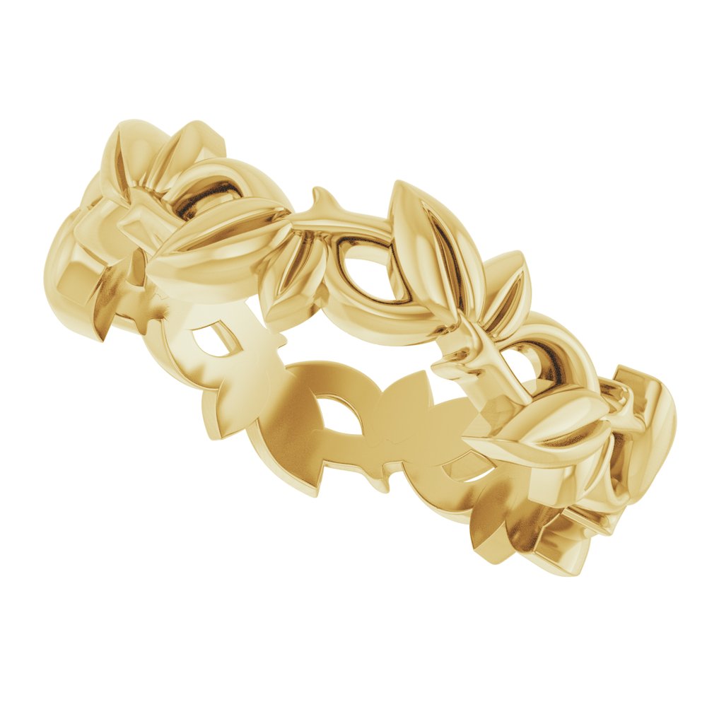 14K Yellow Gold 5.6 mm Floral Pierced Band Size 5.5