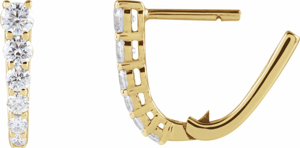 14K Yellow Gold 1/2 CTW Natural Diamond 12.95 mm Hoop Earrings