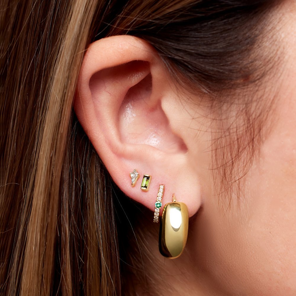 14K Yellow Lab-Grown Emerald Earrings