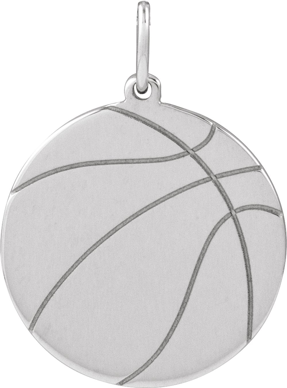 Sterling Silver Engravable Basketball Pendant