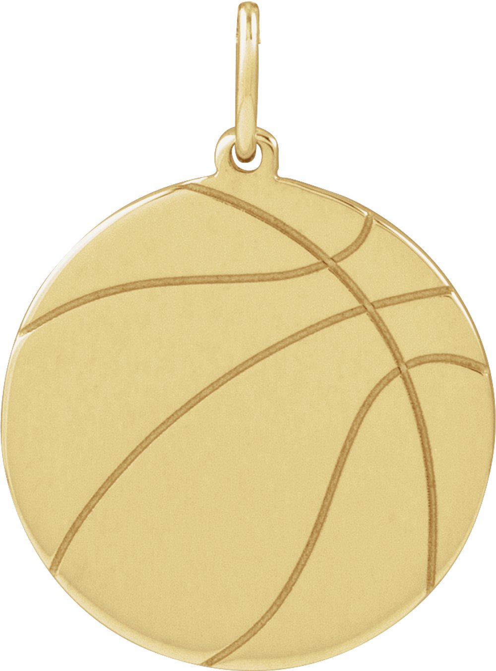 14K Yellow Gold Engravable Basketball Pendant
