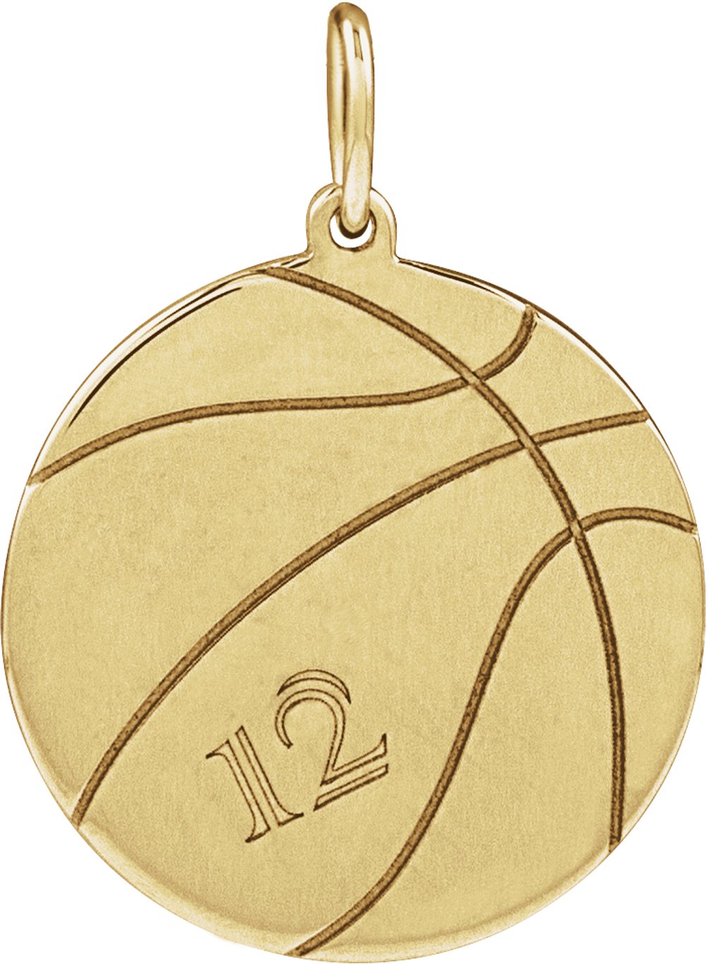 14K Yellow Gold Engravable Basketball Pendant