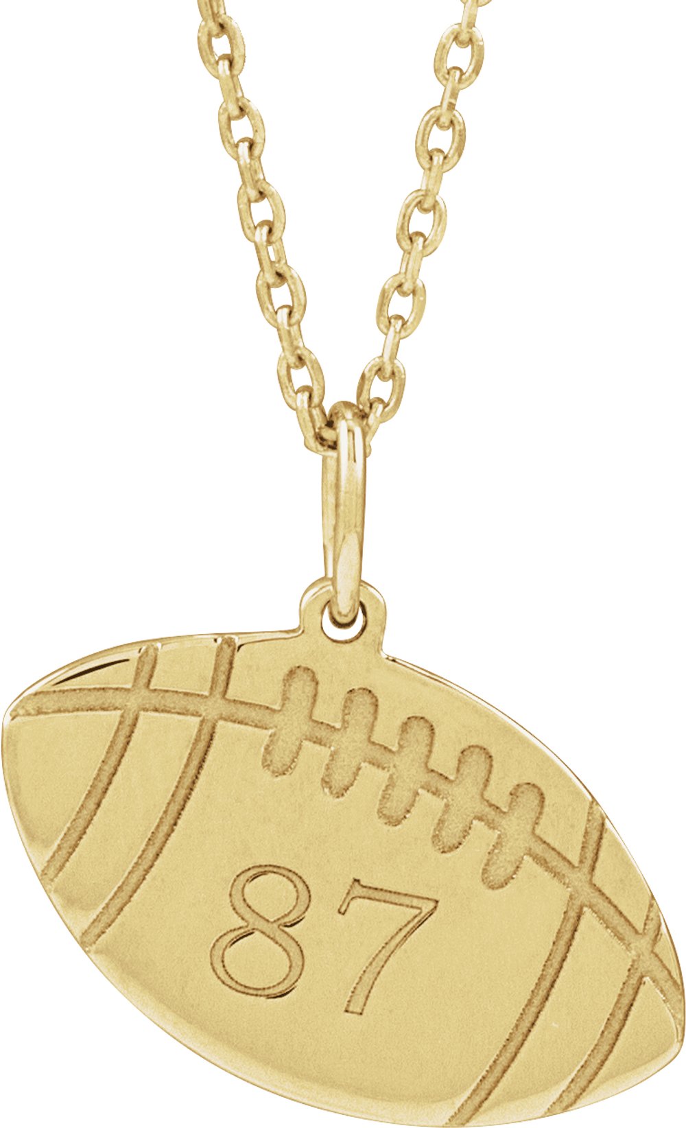 14K Yellow Engravable Football 16-18" Necklace
