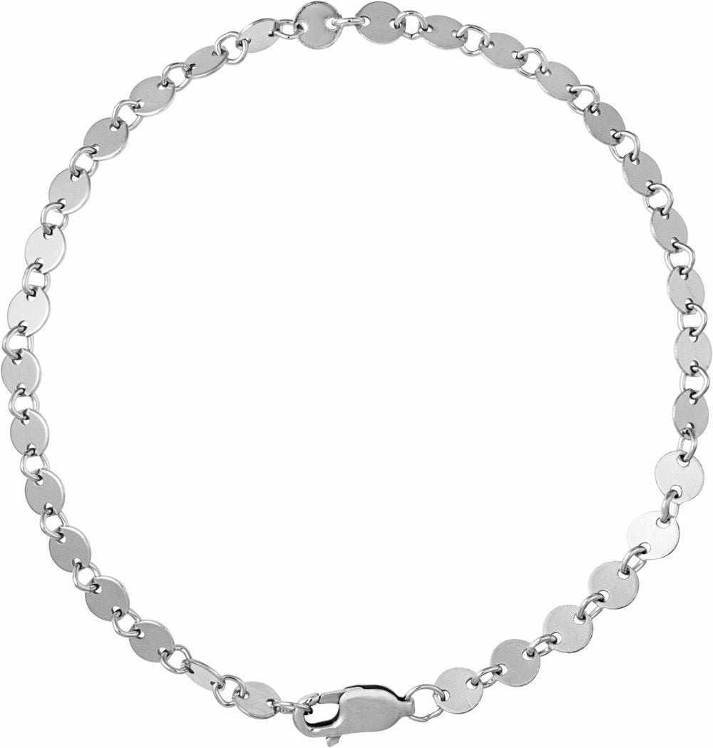 Sterling Silver 4 mm Mirror 7" Chain