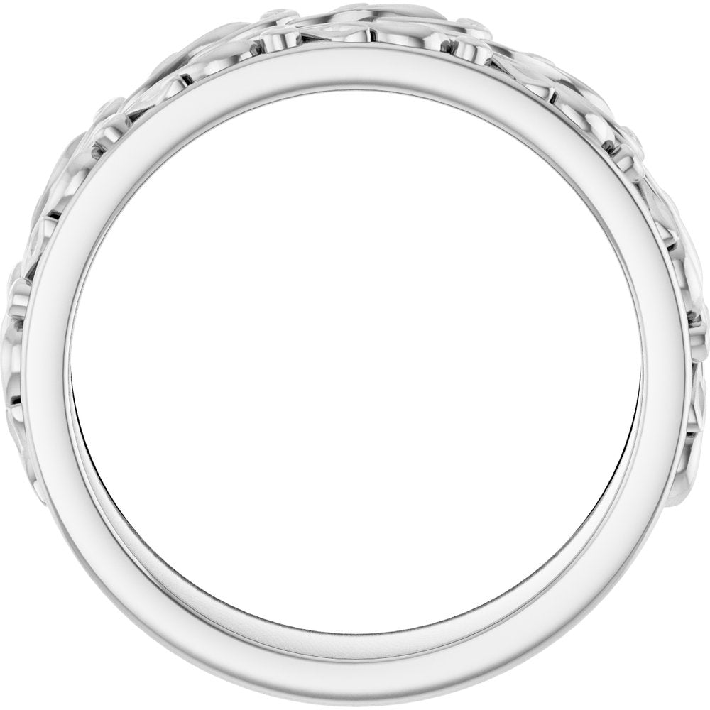 14K White Gold 1/4 CTW Natural Diamond Floral Accented Band