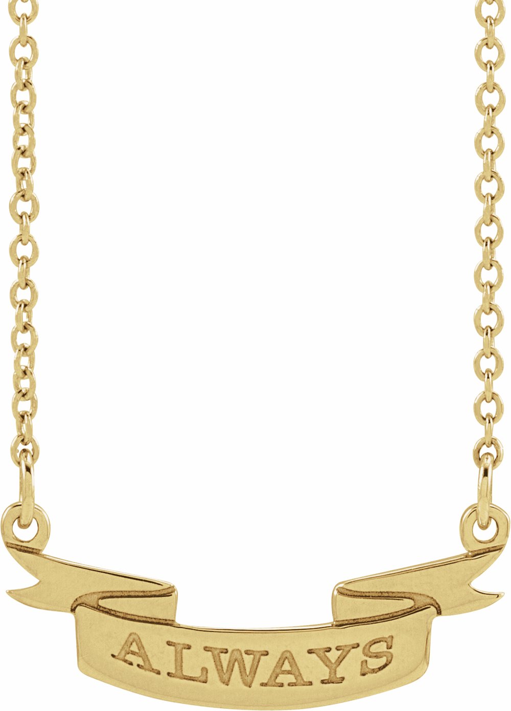 14K Yellow Engravable Ribbon 16" Necklace